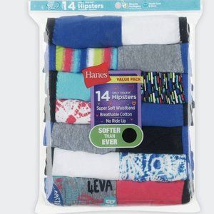 NWT Hanes Value Pack 14 pack Girls Assorted Tagless Hipsters Underwear, Size 8
